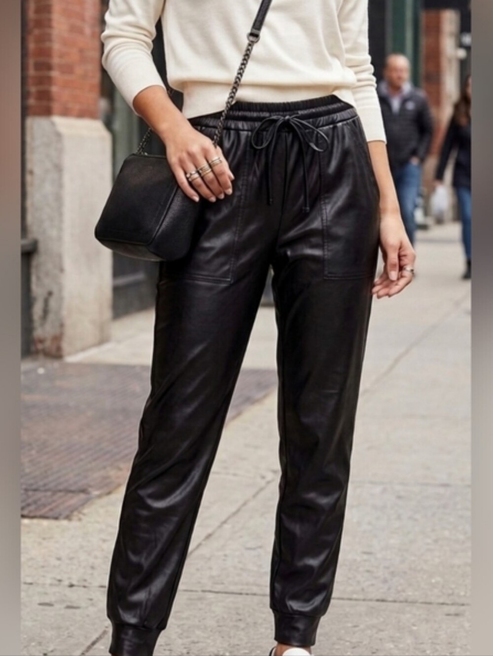 JUST BE Womens Faux Leather Joggers Plus Size 1X